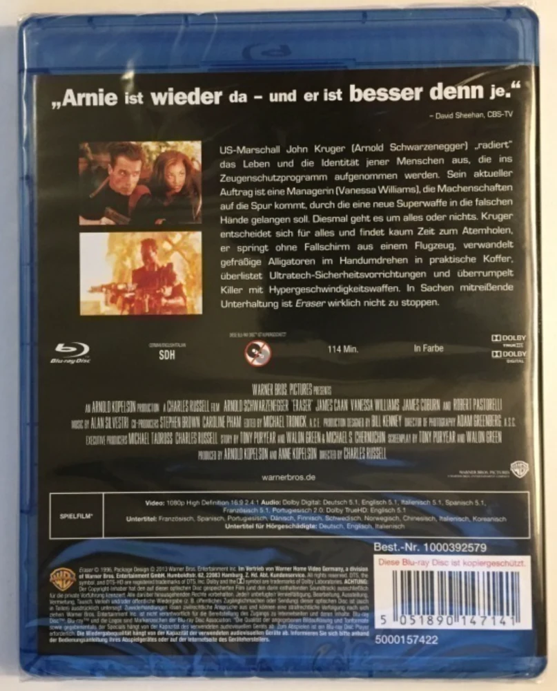 Eraser - Suojelija (Blu-ray) Arnold Schwarzenegger