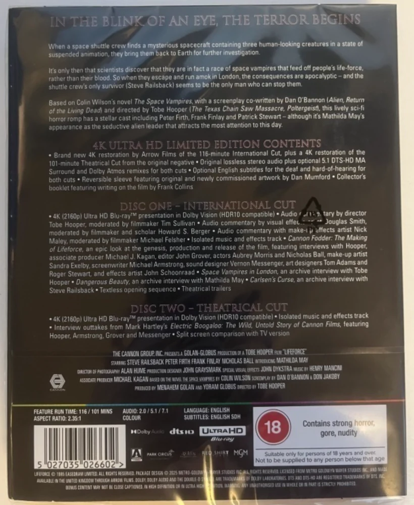 Lifeforce - Limited Edition (4K Ultra HD) (Arrow) 1985