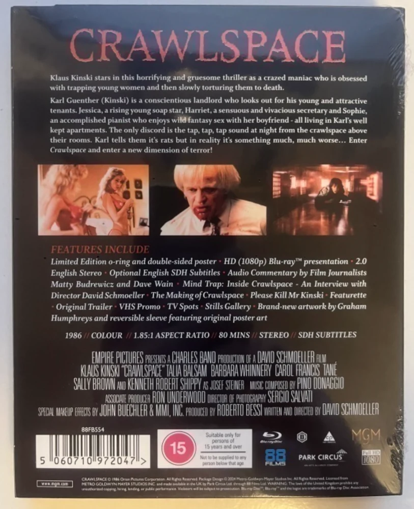 Crawlspace (Blu-ray) Banned (1986) Slipcase + Juliste