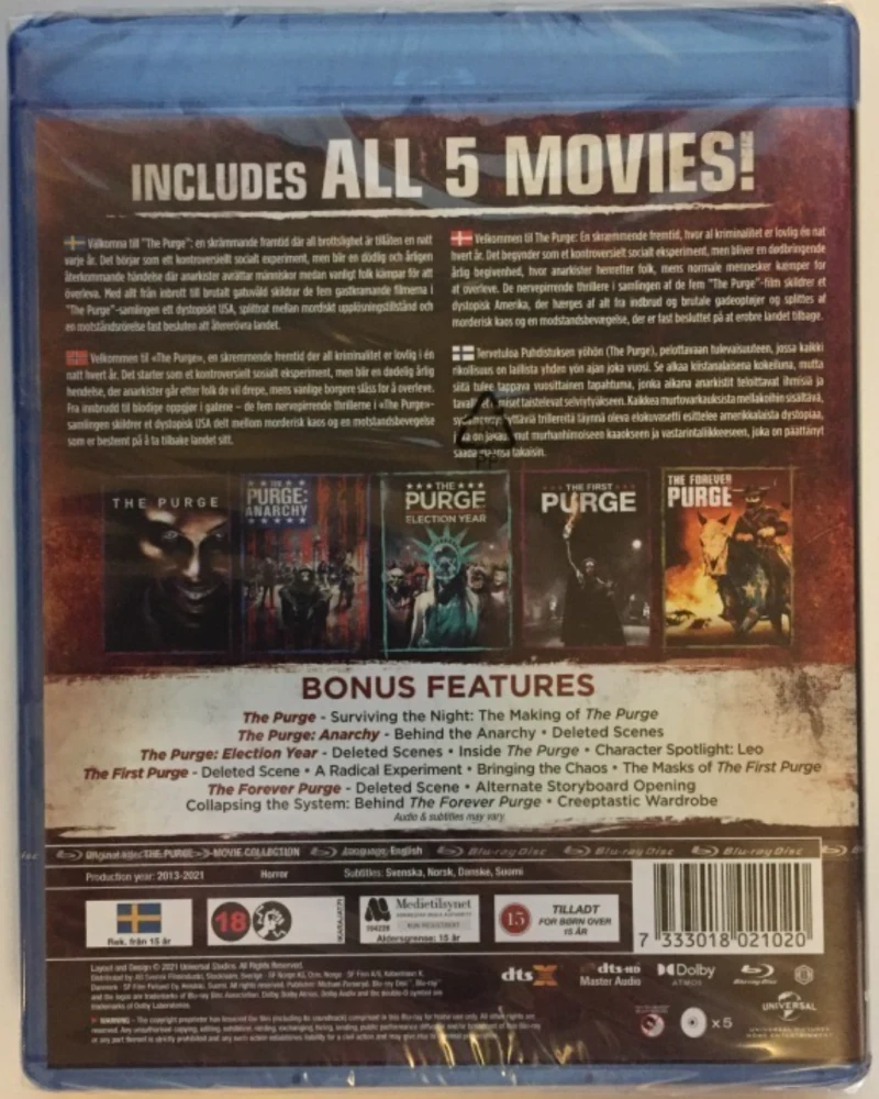 Puhdistuksen yö - The Purge 1-5 Collection (Blu Ray)
