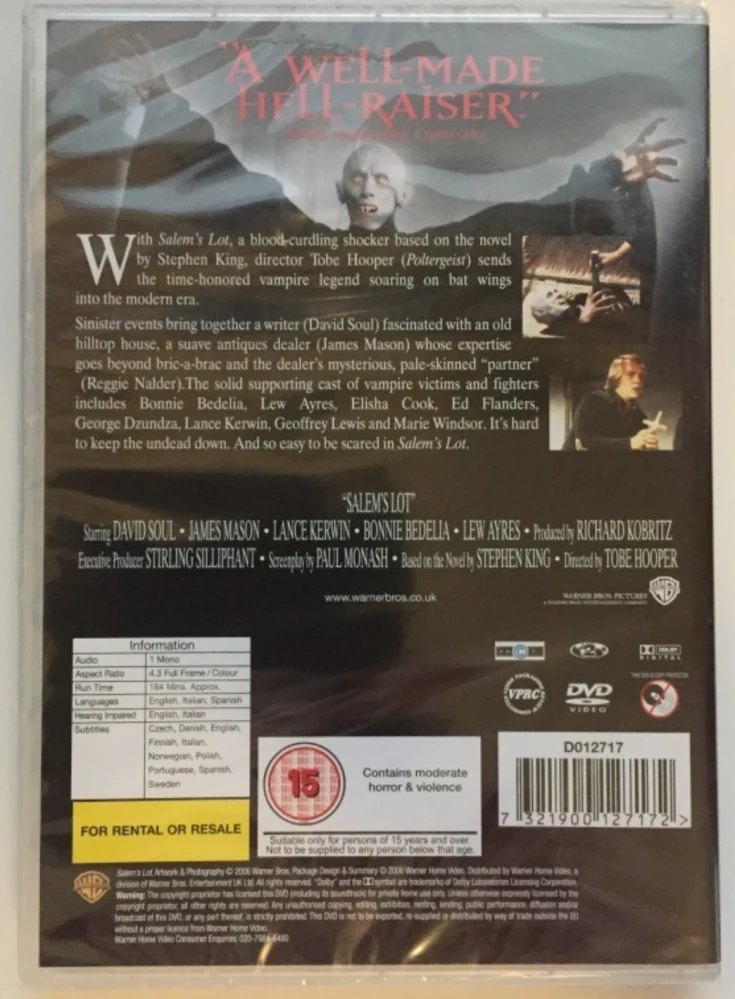 Salem's Lot (2DVD) Stephen Kingin romaanista