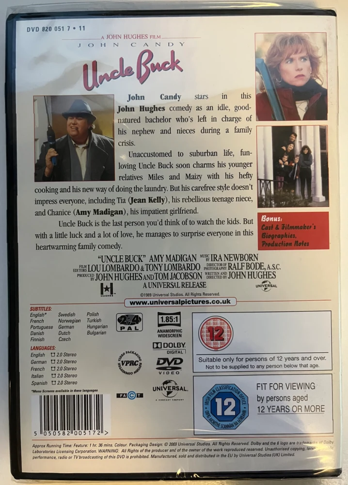 Uncle Buck (1989) John Candy & Macaulay Culkin (DVD)
