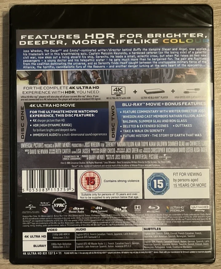 Serenity (4K Ultra HD + Blu-ray) ohjaus Joss Whedon (2005)