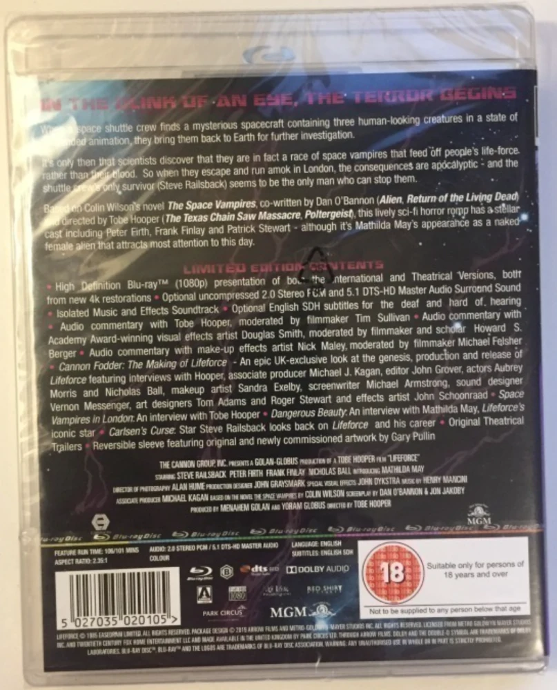 Tappava yhteys - Lifeforce (Blu-ray) Remasteroitu! (1985) Arrow (Life force)