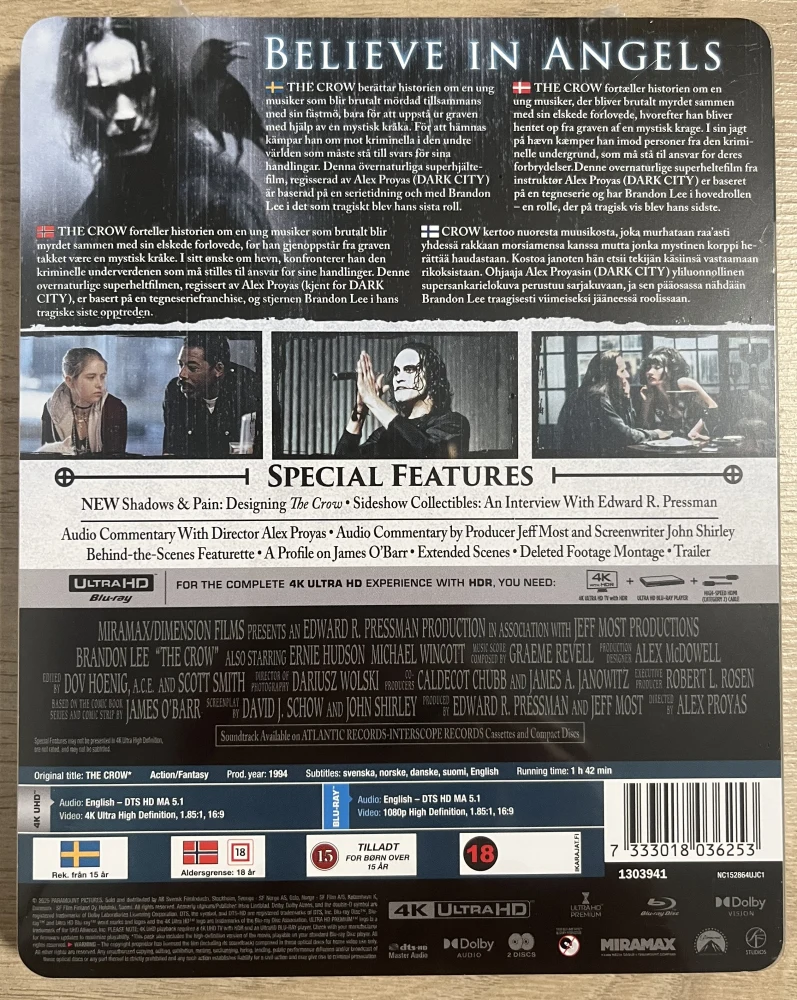 The Crow - Limited Edition Steelbook (1994) Brandon Lee (4K Ultra HD)