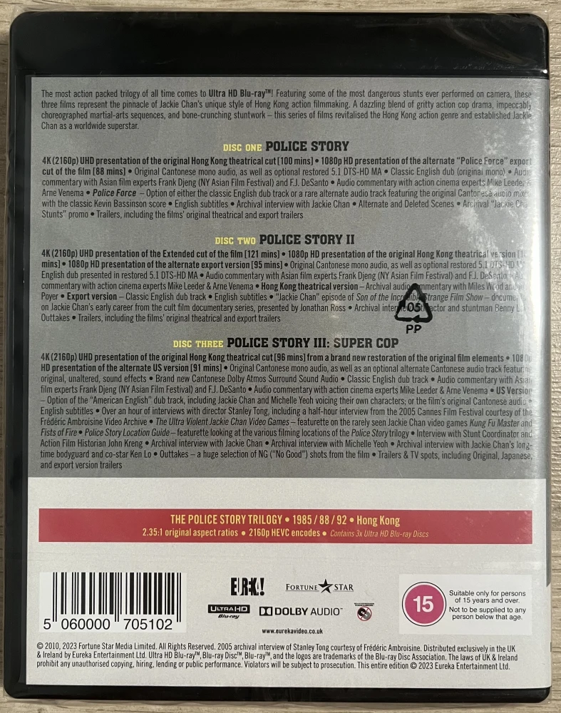 THE POLICE STORY TRILOGY (Eureka Classics) STANDARD EDITION 3-Disc 4K UHD
