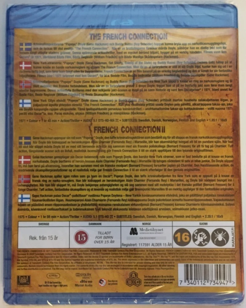 Kovaotteiset miehet 1 & 2 (Blu-ray) The French Connection