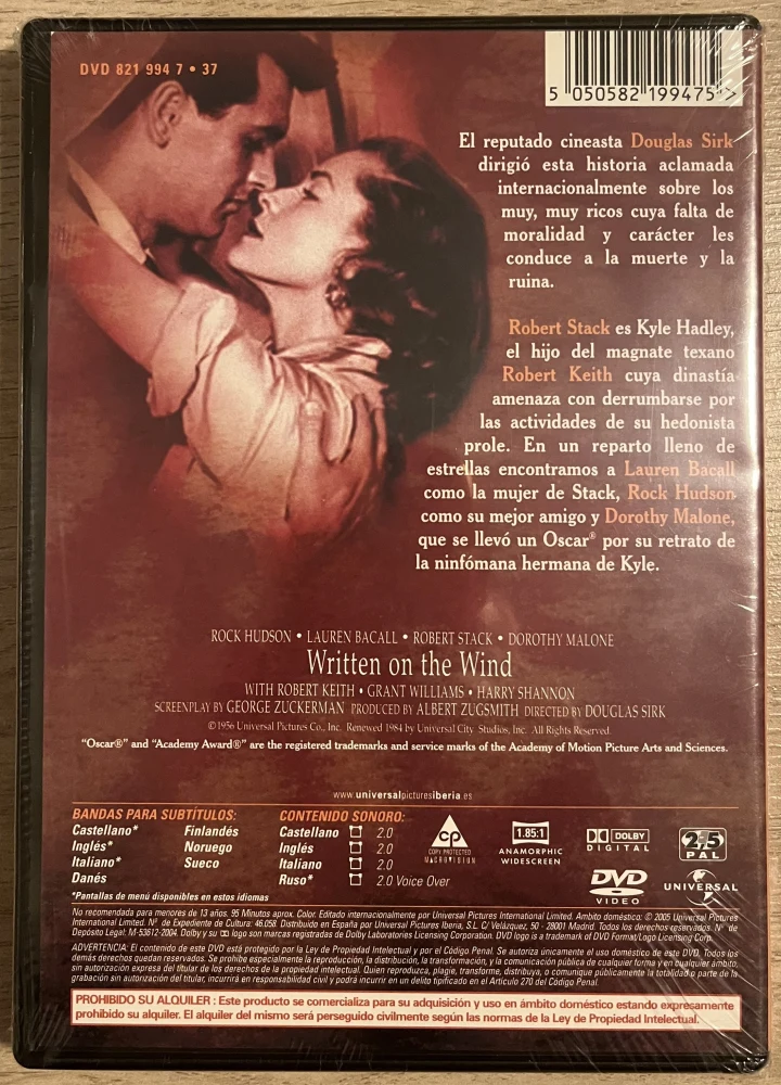 Tuuleen kirjoitettu (1956) Rock Hudson, Lauren Bacall (DVD)