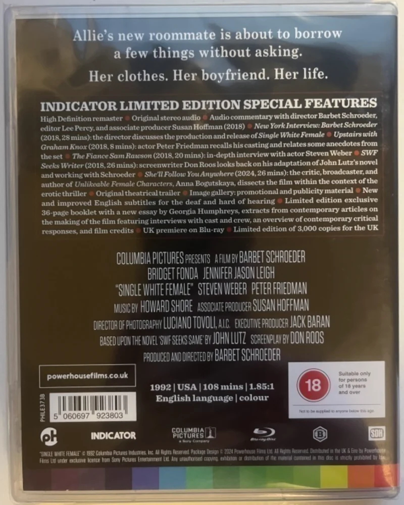 Nuori naimaton nainen - Single White Female - Limited Edition of 3000 (Blu-Ray) Vihkonen mukana