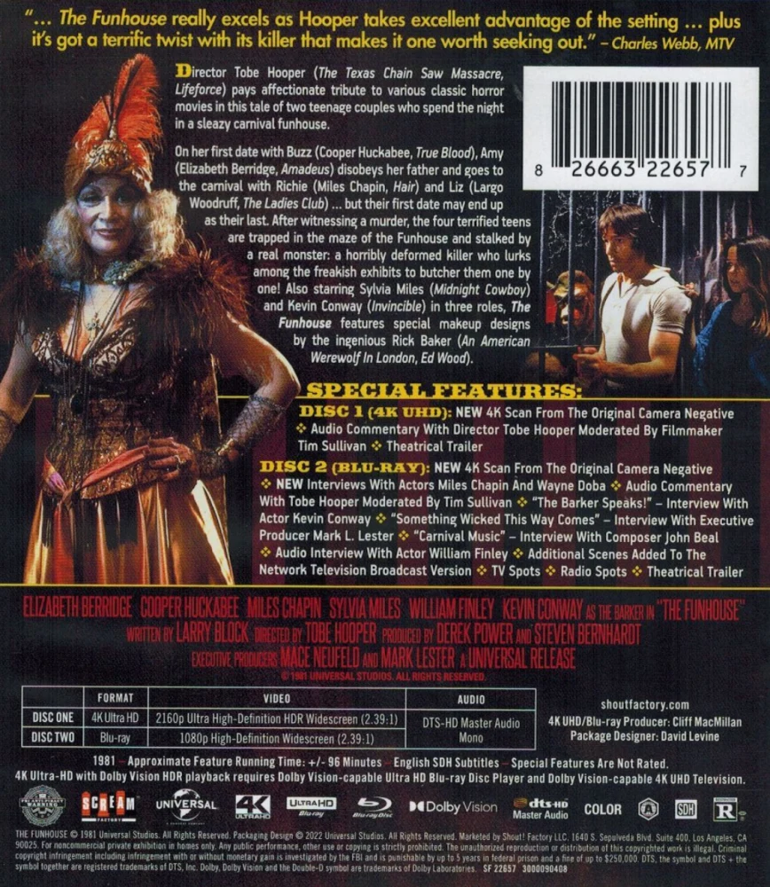 The Funhouse (1981) Ohjaus: Tobe Hooper (4K Ultra HD + Blu-ray) Slipcover