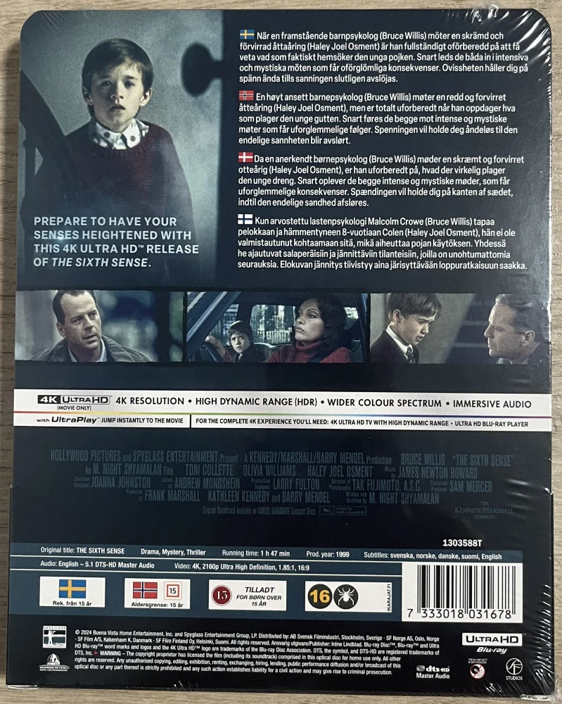 Kuudes aisti - The Sixth Sense - Limited Edition Steelbook (1999) The 6th Sense (4K Ultra HD)