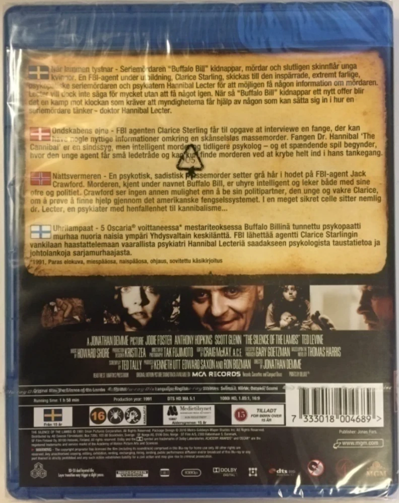 Uhrilampaat - Silence Of The Lambs (Blu-ray) 1991
