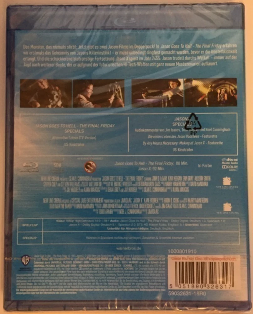 Jason Goes to Hell (1993) & Jason X (2001) Blu-ray