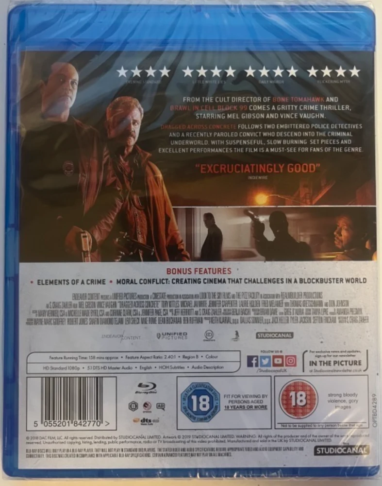 Dragged Across Concrete (Blu-ray) Mel Gibson, Vince Vaugh