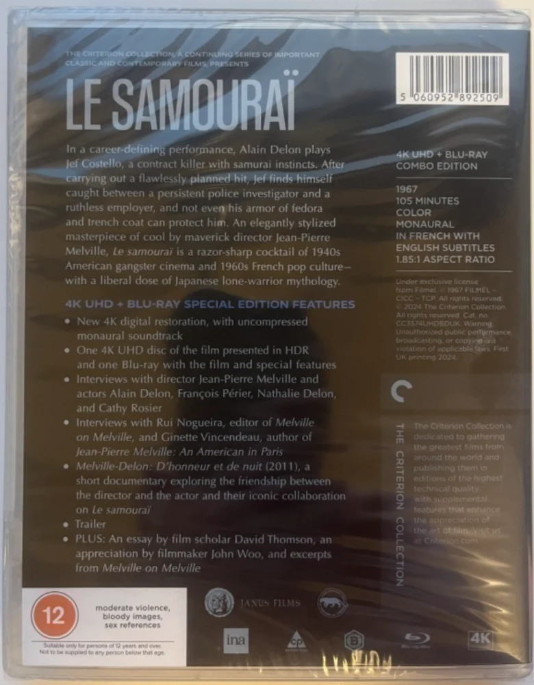 Le Samourai (Criterion Collection) 4K UHD + Blu Ray