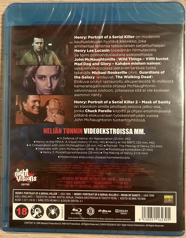 Henry Lee Lucas - sarjamurhaaja 1 & 2 (1986 - 1996) (Blu-ray) Henry: Portrait of a Serial Killer / Henry: Portrait of a Serial Killer Part 2