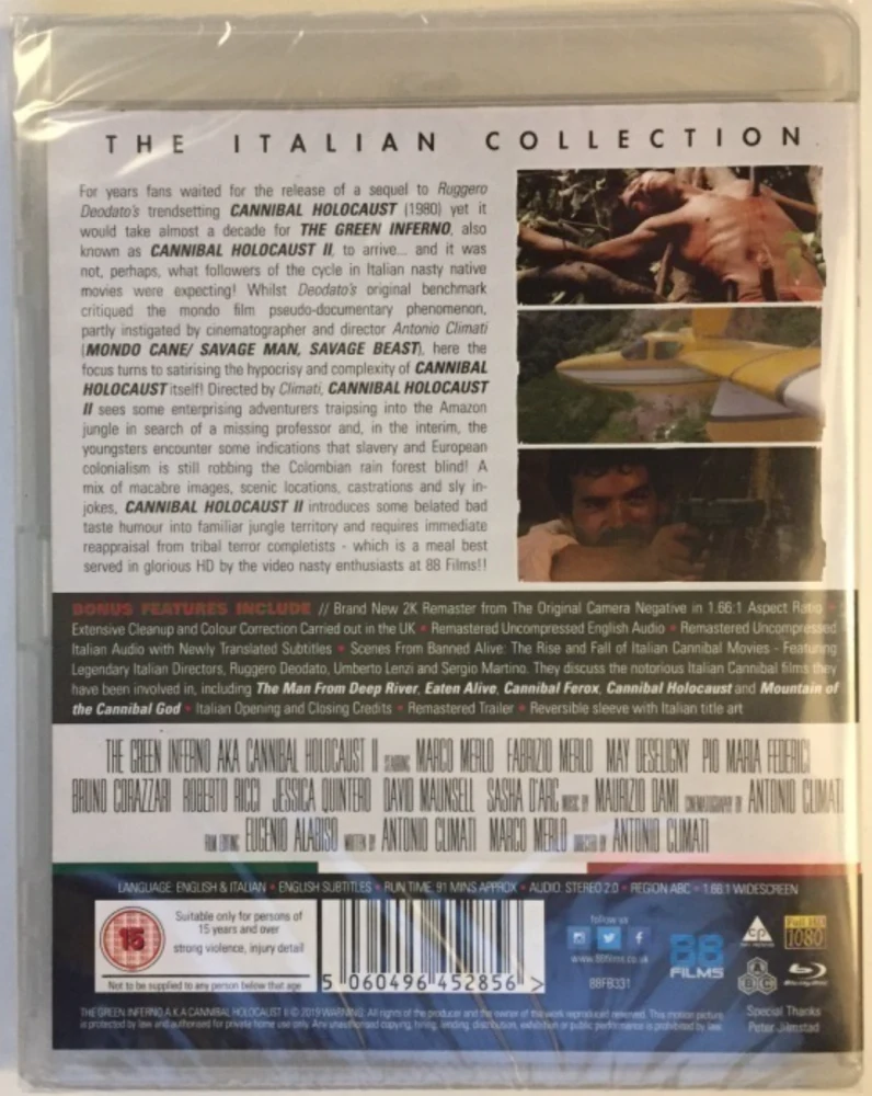 Cannibal Holocaust 2 (Blu-ray) Italian 49# (1988) Natura Contro AKA Green Inferno AKA Against Nature
