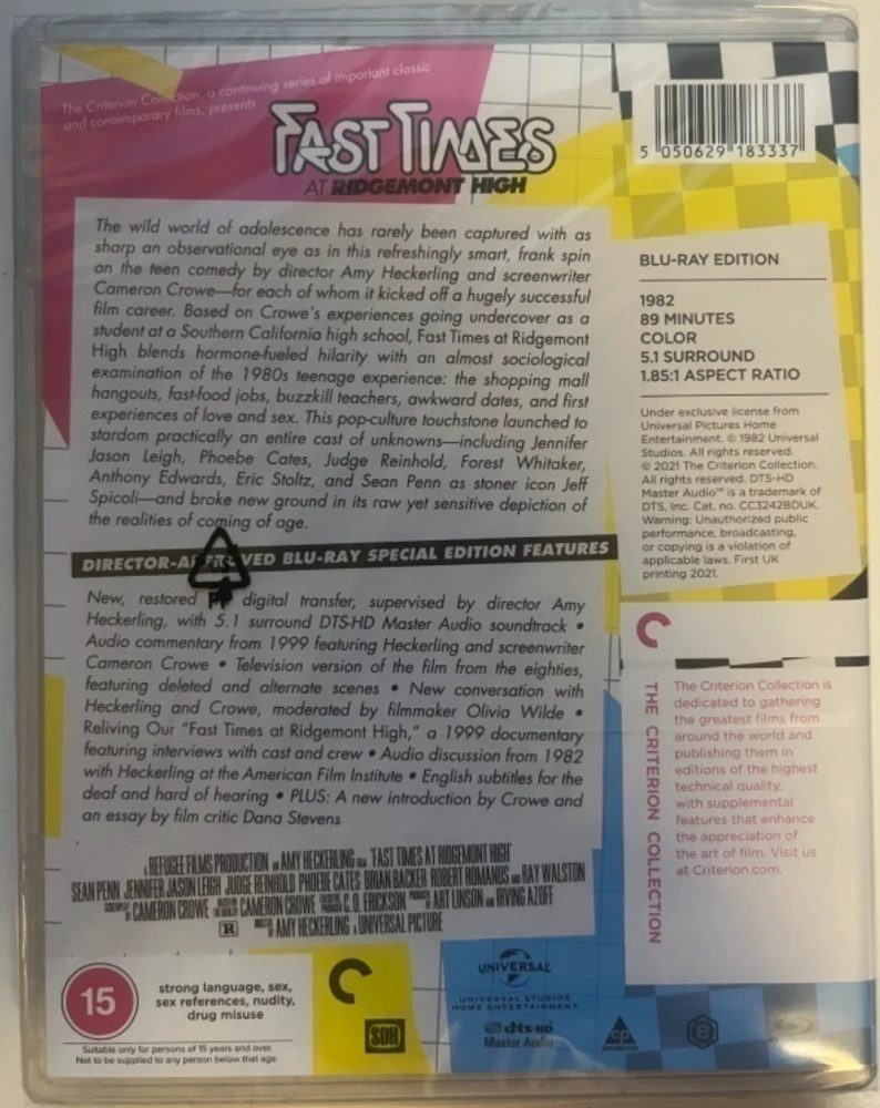 Kuumat Kinkut - Fast Times At Ridgemont High - Criterion Collection (Blu-ray) vihkonen mukana (Special Edition) Uncensored Original version
