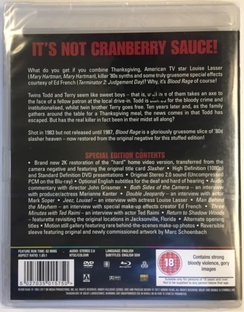 Blood Rage (Blu-ray + DVD) (Tuonti) Louise Lasser