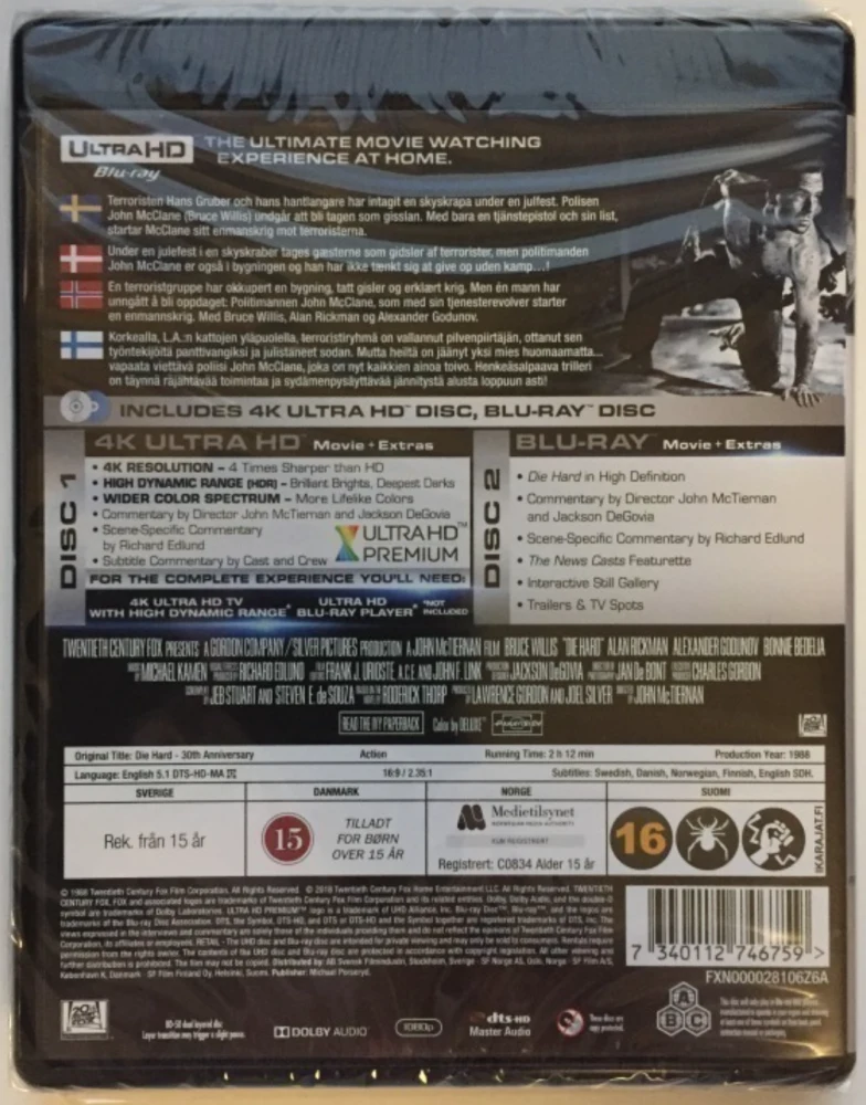 Vain kuolleen ruumiini yli - Die Hard (4K Ultra HD + Blu-ray)