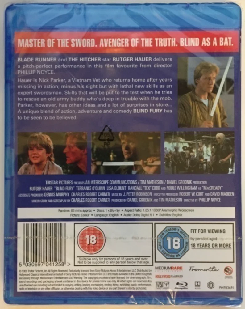 Sokea raivo - Blind Fury (1989) Rutger Hauer (Blu-ray)