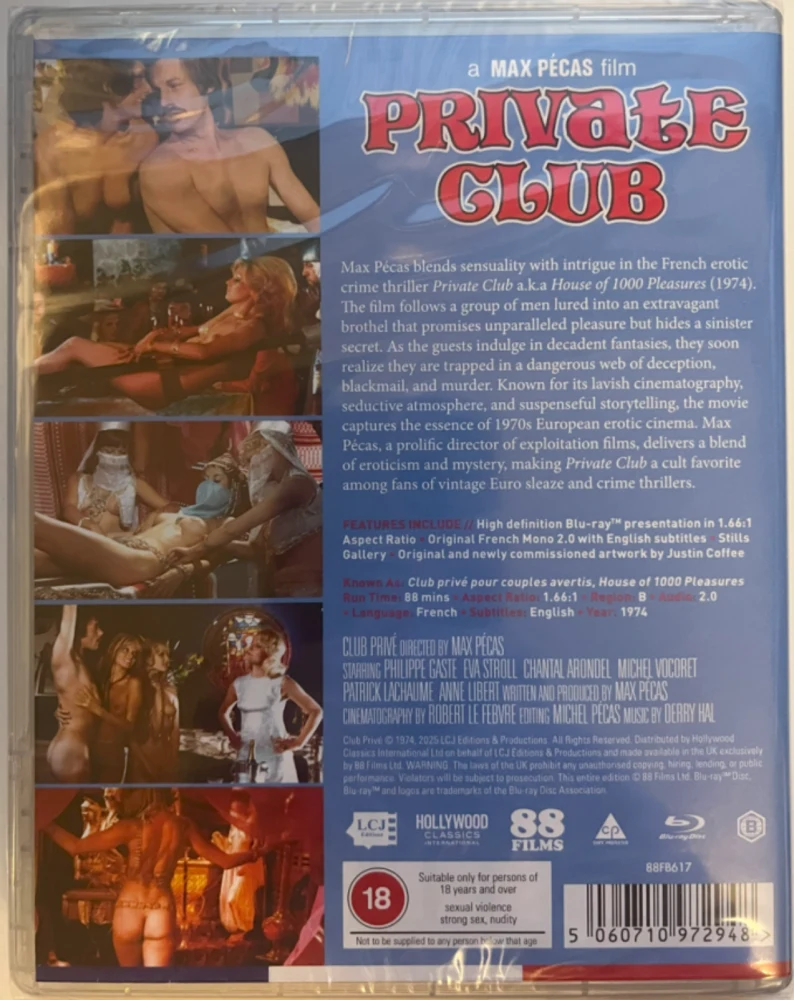 Yksityiskerho - Private Club (Blu-ray) Banned (1974) Club privé pour couples avertis (House of 1000 Pleasures)