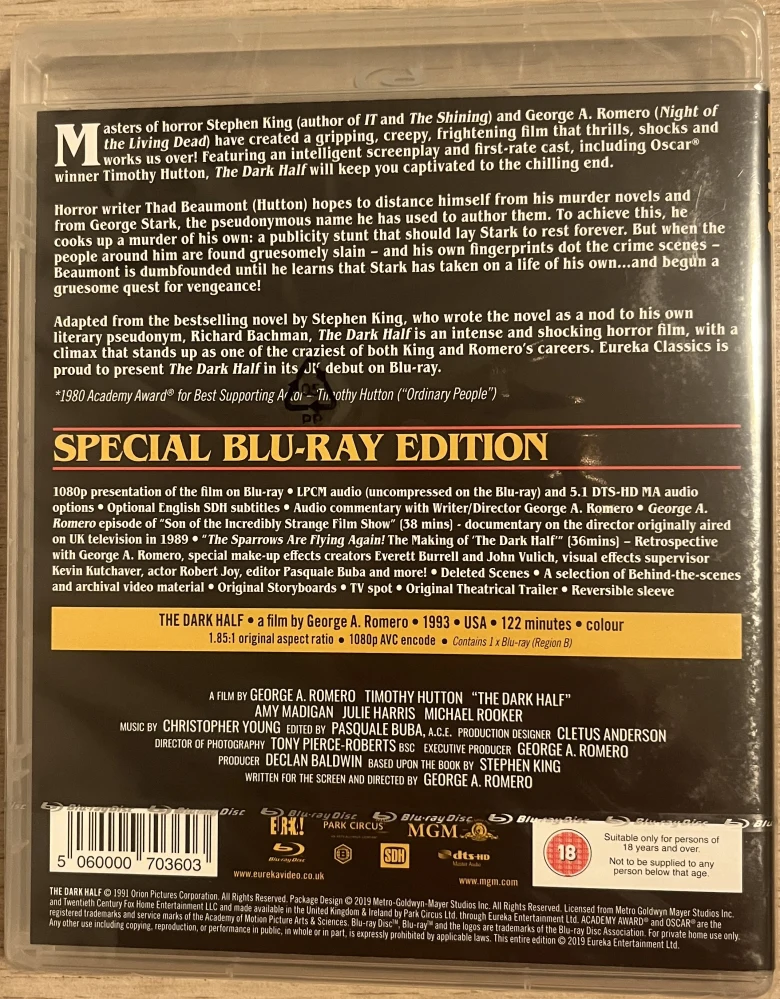 Pimeä Puoli (1993) The Dark Half (Blu-ray)
