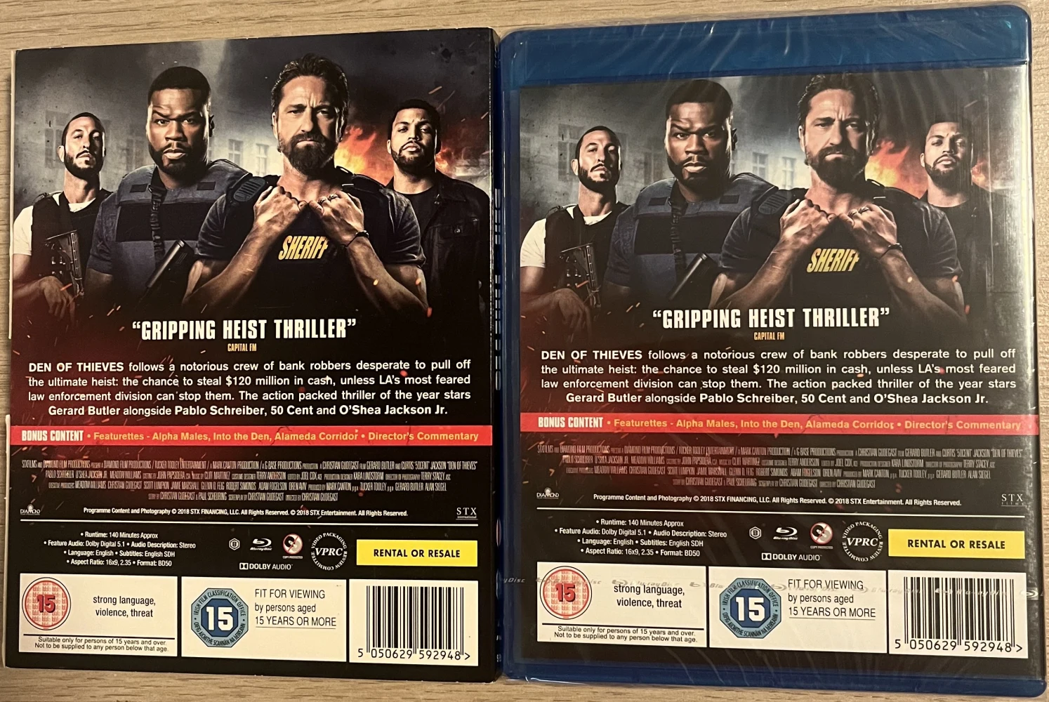 Den of Thieves (Blu-ray) Gerard Butler (2018) Slipcover