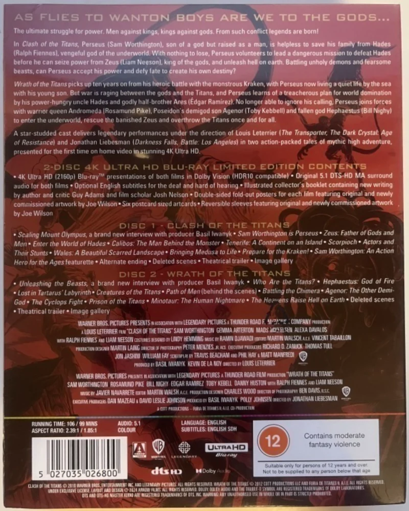 Clash of the Titans & Wrath of the Titans - Limited Edition (4K Ultra HD) Arrow (Titaanien taistelu / Titaanien raivo)