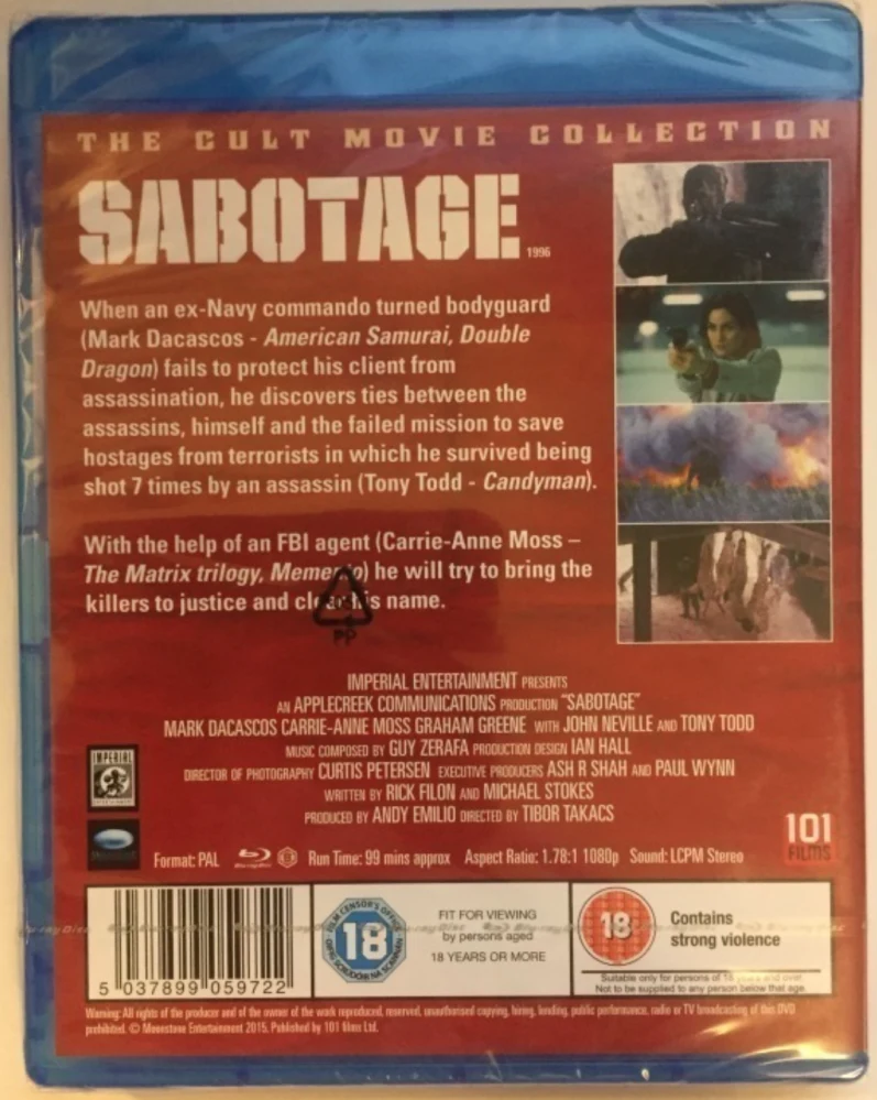 Sabotage [Blu-ray] Mark Dacascos (1996) 101 Films