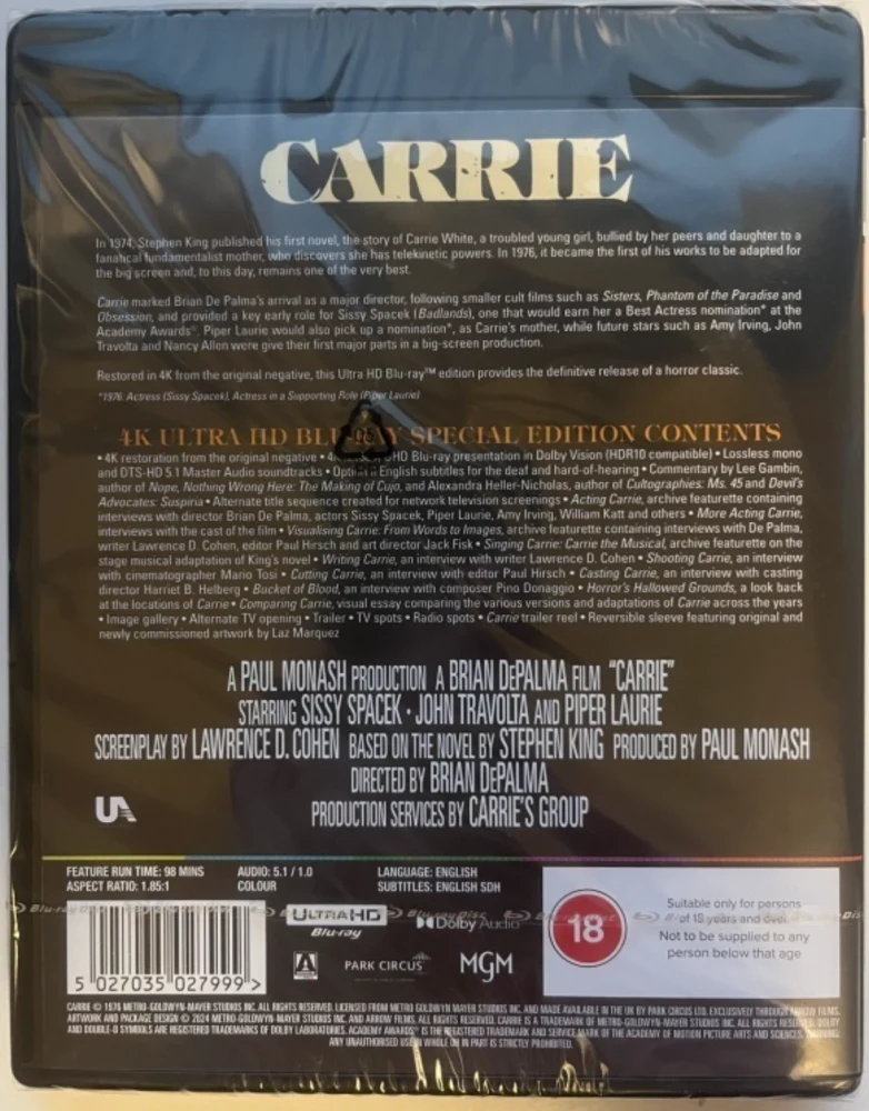 Carrie (1976) Special Edition (4K Ultra HD) Arrow