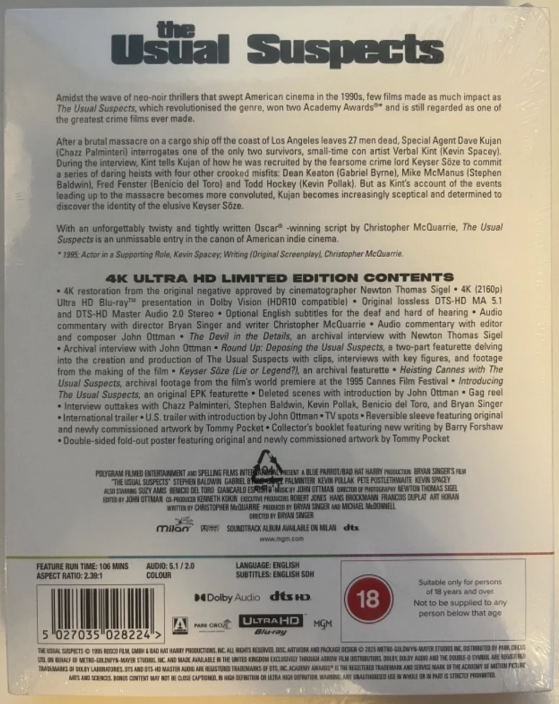 Epäillyt - The Usual Suspects - Limited Edition (4K Ultra HD) Arrow