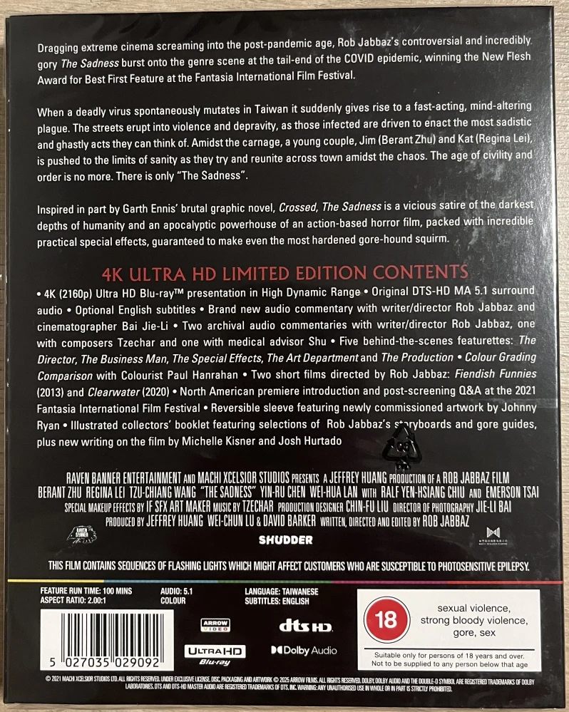 The Sadness - Limited Edition (4K Ultra HD) Vihkonen