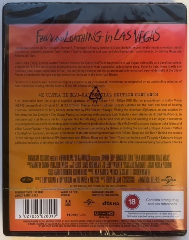Fear And Loathing In Las Vegas (1998) (4K Ultra HD) (Special Edition) Pelkoa ja inhoa Las Vegasissa