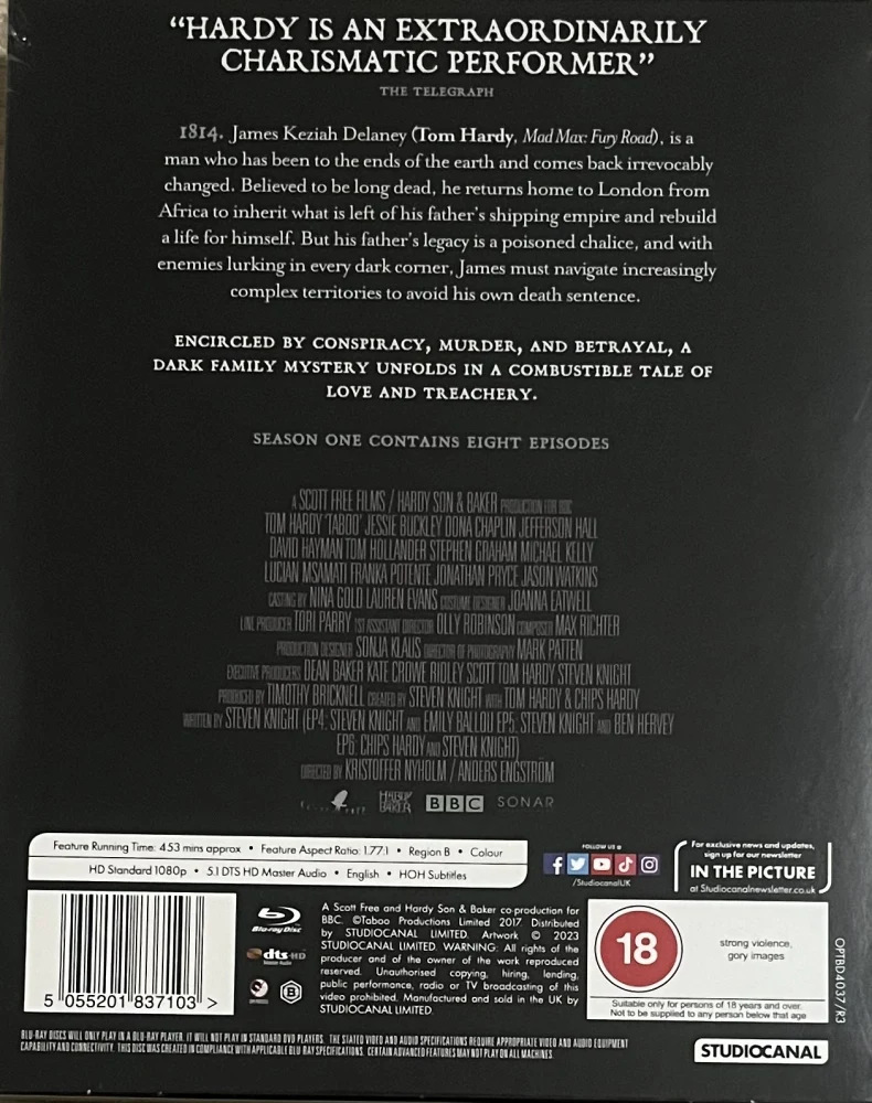 Taboo: Koko Sarja (Blu-ray) Tom Hardy (Slipcover)