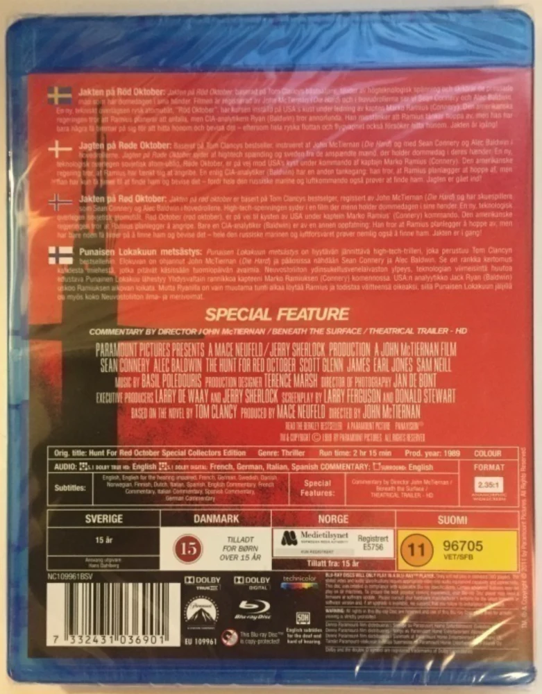 The Hunt for Red October - Punaisen Lokakuun Metsästys (Blu-ray)