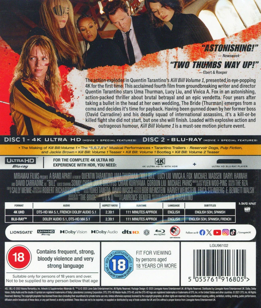 Kill Bill: Volume 1 (4K Ultra HD + Blu-ray) 2003