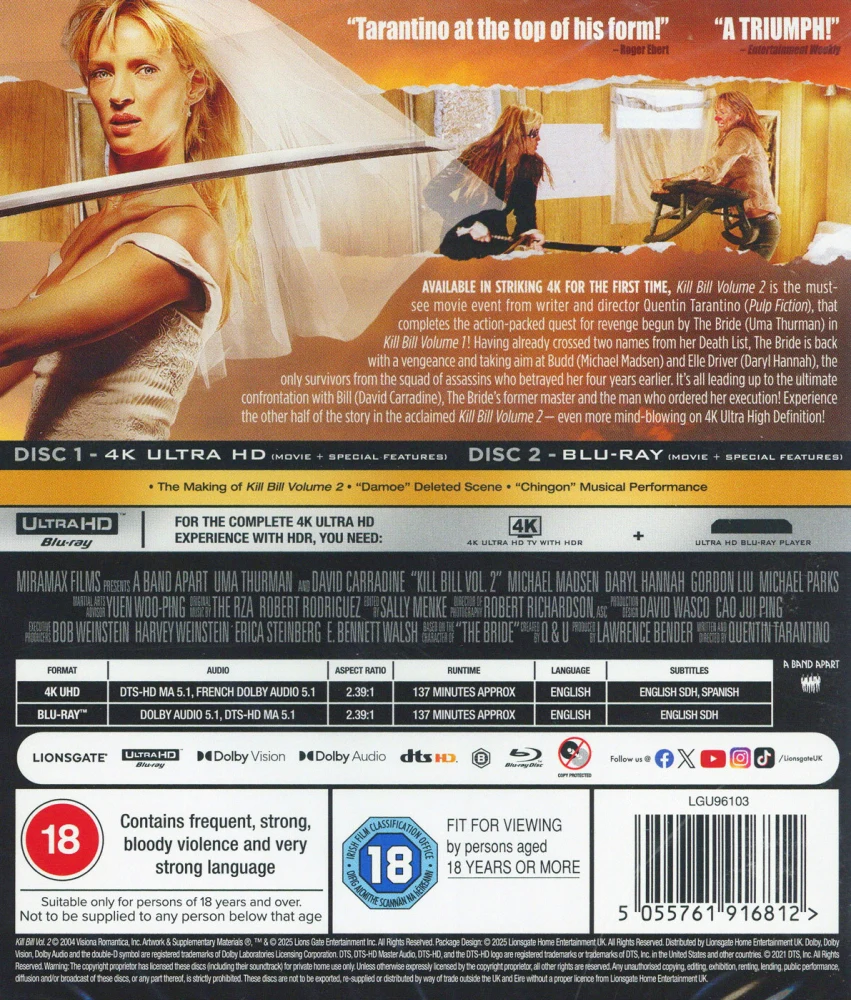 Kill Bill: Volume 2 (4K Ultra HD + Blu-ray) 2004