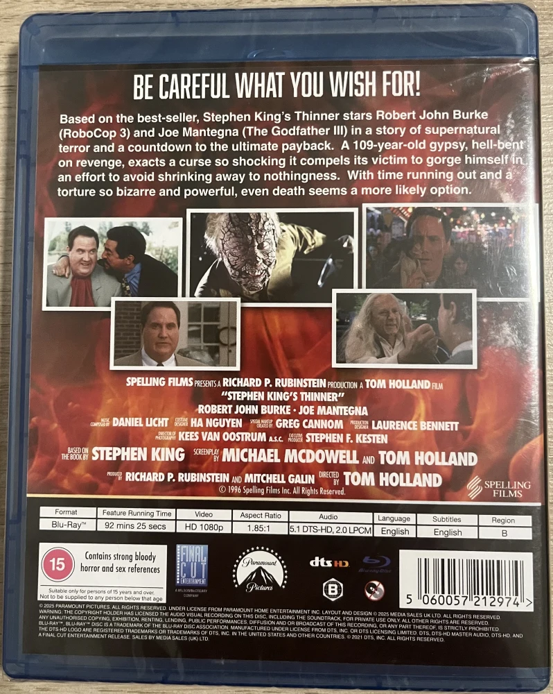 Stephen Kingin Vainottu (1996) Stephen King's Thinner (Blu-ray)