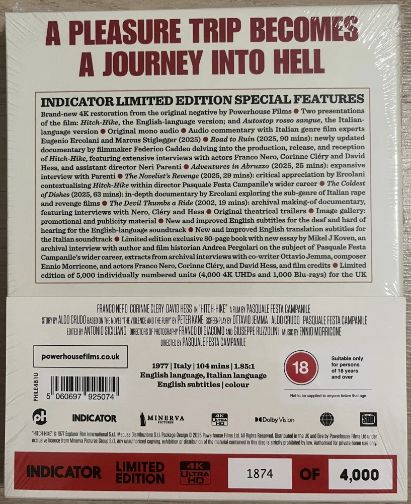 Hitch-Hike - Limited Edition (4K Ultra HD) Autostop rosso sangue (4,000 copies)