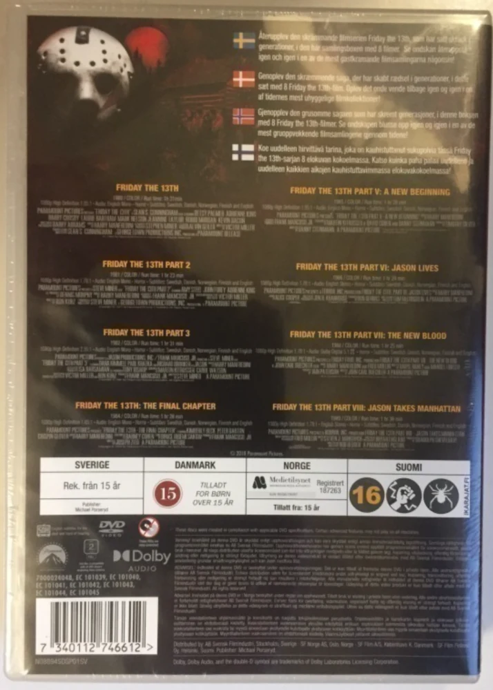 Perjantai 13. päivä / Friday the 13th Collection (1-8) (DVD)
