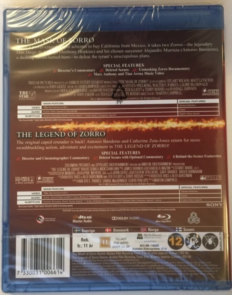 The Mask of Zorro / The Legend of the Zorro (2 disc) (Blu-ray) Zorron Naamio / Zorron Legenda