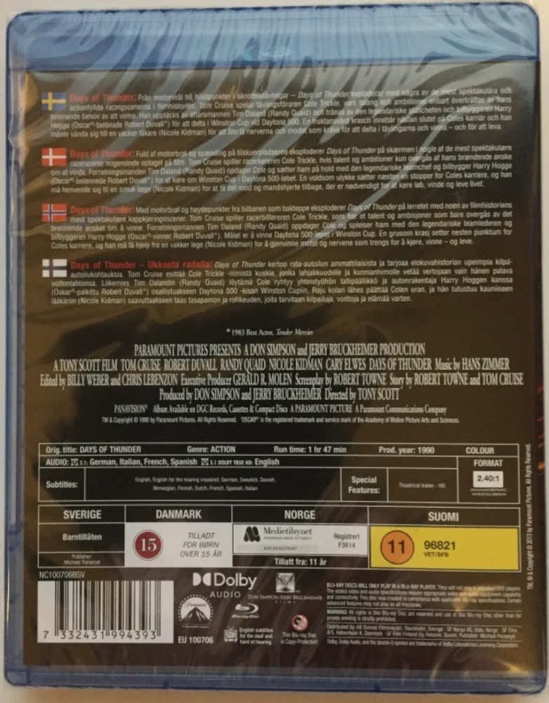 Days of Thunder – ukkosta radalla (Blu-ray)