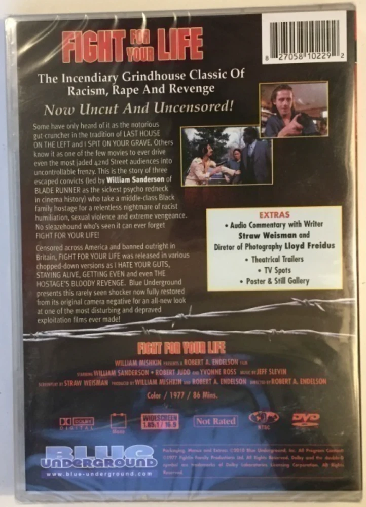 Taistelu elämästä - Fight For Your Life (DVD) Blue Underground (1977) I Hate Your Guts AKA The Hostage's Bloody Revenge AKA Staying Alive AKA Getting Even