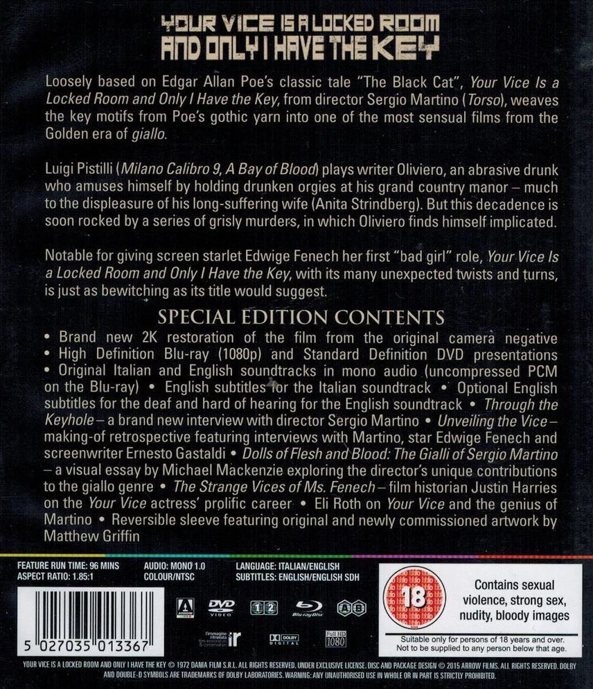 Your Vice Is A Locked Room And Only I Have The Key - Il tuo vizio è una stanza chiusa e solo io ne ho la chiave (Blu-ray) ARROW