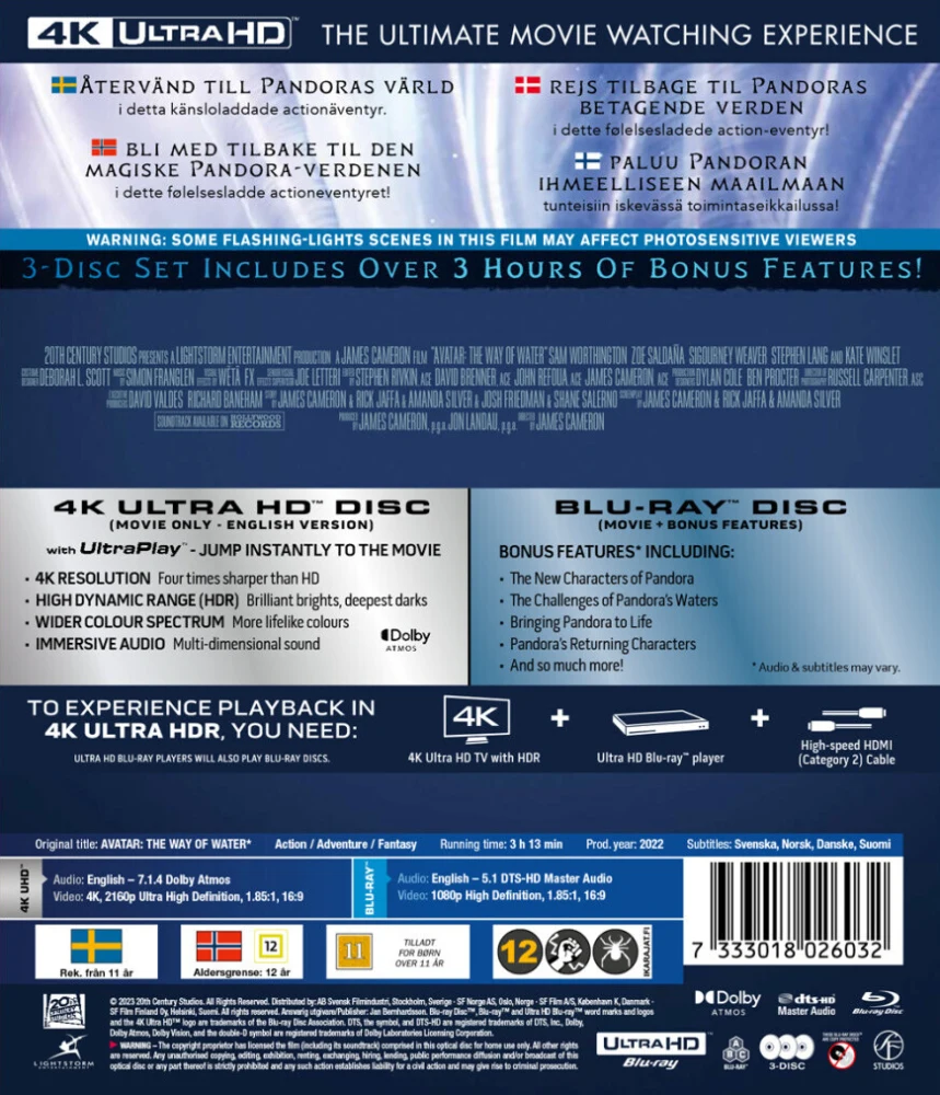 Avatar: The Way of Water (4K Ultra HD + Blu-ray + Bonus) (3 disc) Slipcover
