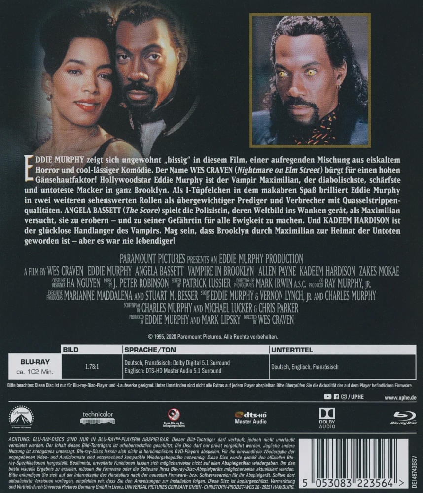 Wes Craven: BROOKLYNIN VAMPYYRI (1995) Eddie Murphy (Blu-ray) Vampire in Brooklyn