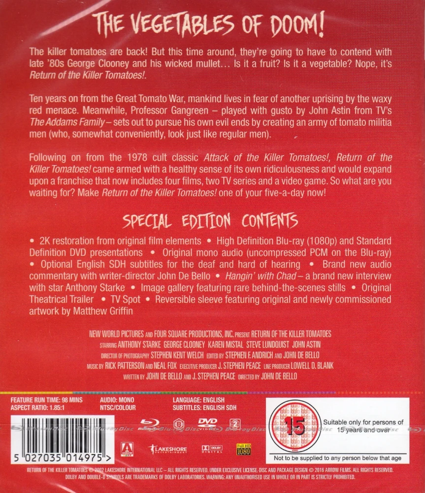 Return of the Killer Tomatoes! - Tappajatomaattien paluu - Special Edition (Blu-ray) Arrow