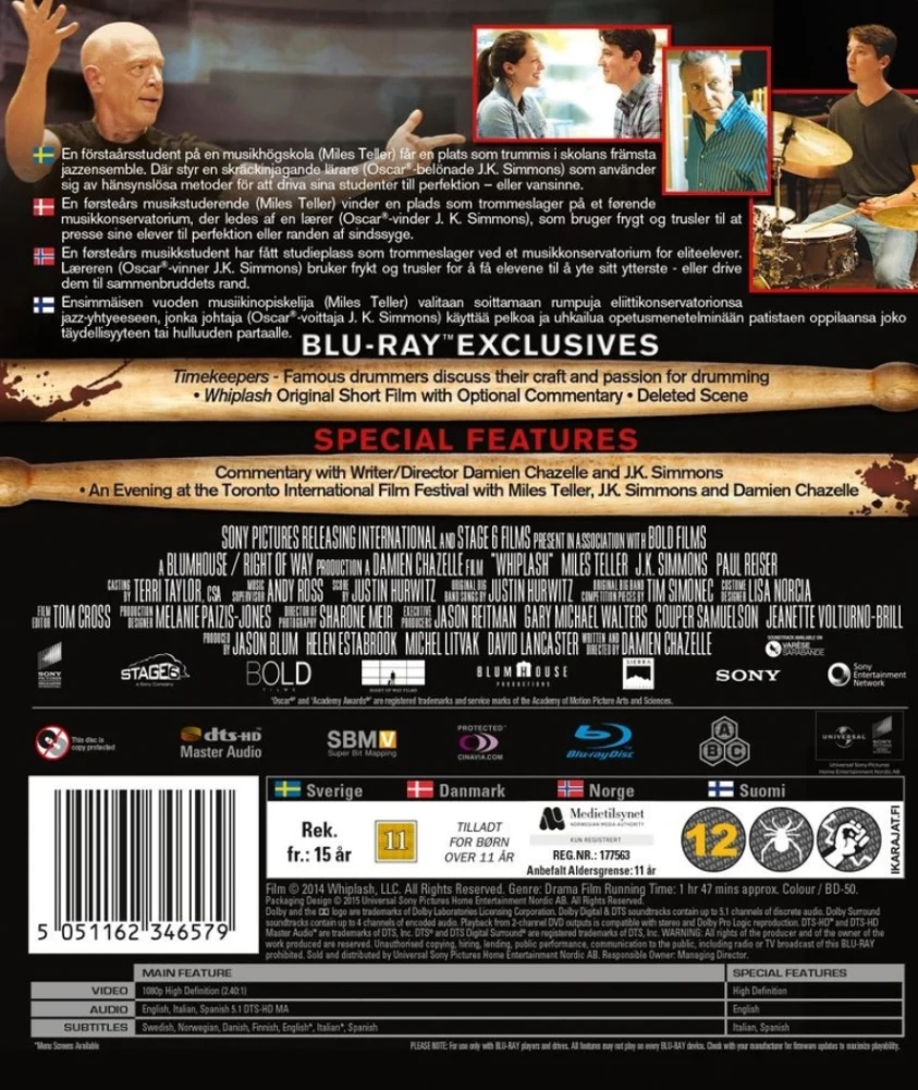 Whiplash (Blu-ray) J.K. Simmons, Miles Teller (2014)