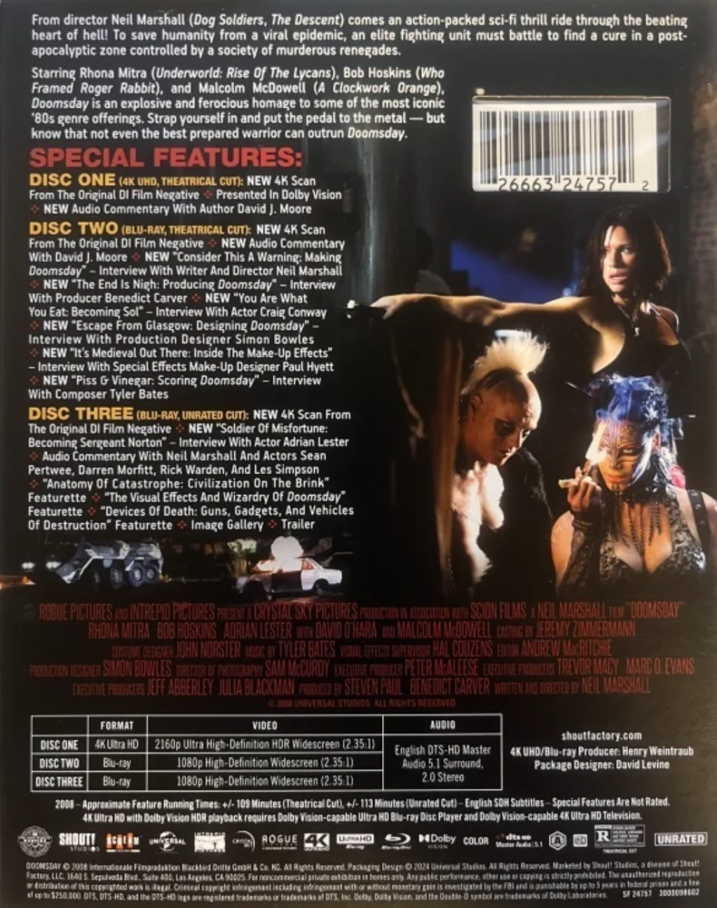 Doomsday - Collector's Edition (4K Ultra HD + Blu-ray) Slipcover (Shout Factory)